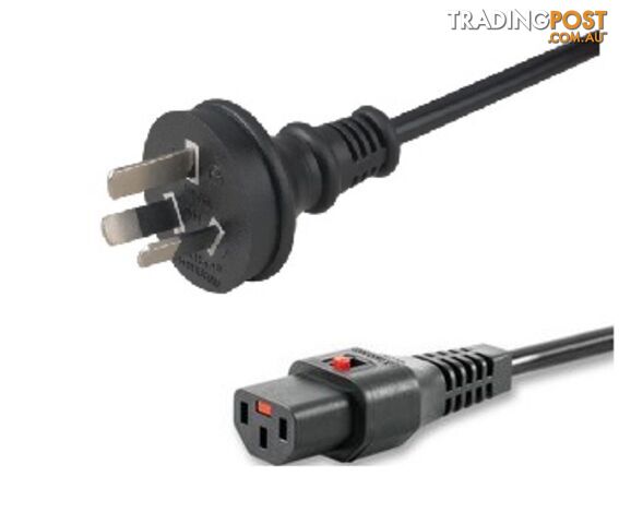 Alogic IECL-BK133P-01 IEC LOCK 1m IEC C13 to Aus 3 Pin Plug Power Cord - Male to...