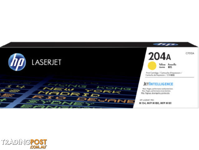 HP CF512A 204A Yellow Laserjet Toner 900 PAGES FOR M154A M154NW M180N M181FW - HP - 190781106944 - CF512A