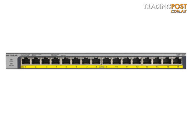NETGEAR GS116PP-100AJS 16-Port Gigabit Ethernet Unmanaged Switch with 183W PoE - Netgear - 606449133325 - GS116PP-100AJS