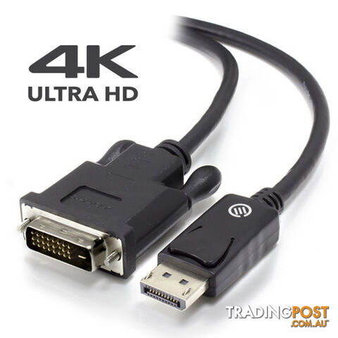 Alogic DP-DV4K-01-ACTV ACTIVE 1m DisplayPort to DVI-D Cable with 4K Support - M to M - Alogic - 9350784002631 - DP-DV4K-01-ACTV