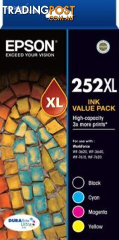 Epson 252XL VP High Capacity DURABrite Ultra 4 Ink Value PacKC13T253692 - Epson - 9314020615184 - C13T253692