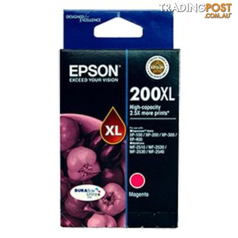 Epson C13T201392 T201392 200XL High Capacity Durabrite Ultra Magenta Cartridge - Epson - 9314020611506 - C13T201392