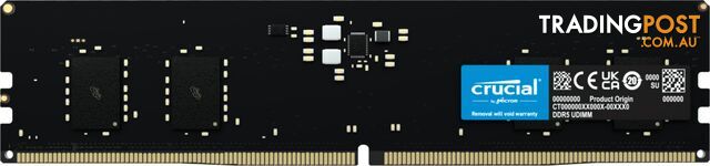 Crucial CT8G48C40U5 8GB (1x8GB) DDR5 UDIMM 4800MHz CL40 Desktop PC Memory - Crucial - 649528905611 - CT8G48C40U5
