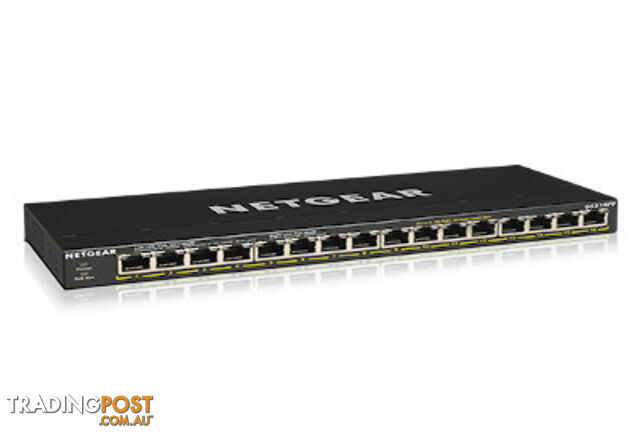 Netgear GS316PP-100AJS SOHO 16-port PoE+ Gigabit Unmanaged Switch 183W PoE Budget - Netgear - 606449146905 - GS316PP-100AJS