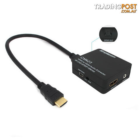 Simplecom CM423 HDMI Audio Extractor 4K HDMI to HDMI and Optical SPDIF + 3.5mm Stereo - Simplecom - 9350414000846 - CM423