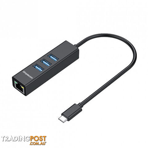 Simplecom CHN421 Aluminium USB-C to 3 Port USB Hub with Gigabit Ethernet Adapter - Simplecom - 9350414001973 - CHN421