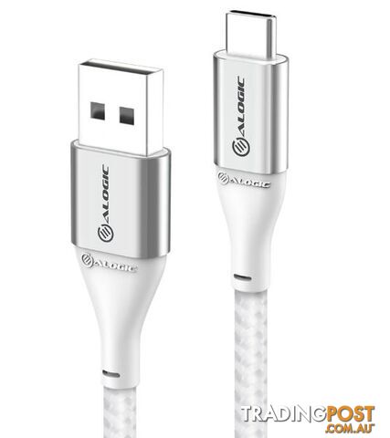 Alogic ULCA203-SLV Super Ultra USB 2.0 USB-C to USB-A Cable 3m 3A 480Mbps Silver - Alogic - 9350784017826 - ULCA203-SLV