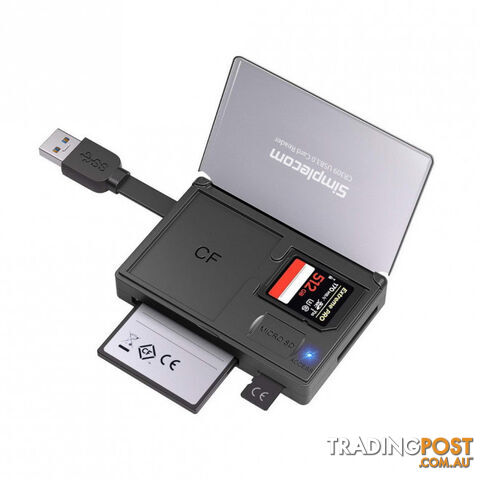 Simplecom CR309 3 Slot Super Speed USB 3.0 Card Reader with Card Storage Case - Simplecom - 9350414001997 - CR309