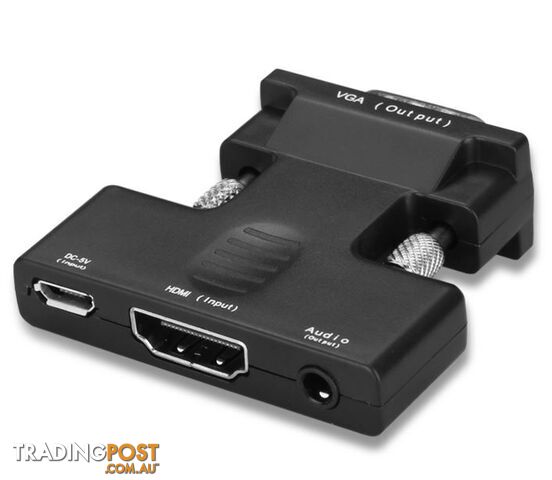 HDMI Female to VGA Male Converter Adapter 1080P Stereo Audio Output USB Power - Generic - ADA-HDMI-VGAMAL