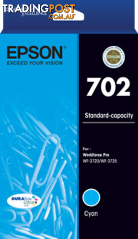 Epson T344292 702 Std Cyan Ink DURABrite - WF-3720 WF-3725 - Epson - 9314020623929 - T344292