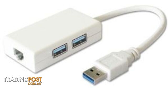 Astrotek AT-USB-HUBLAN USB 3.0 2 Ports Hub to Gigabit RJ45 Ethernet LAN - Astrotek - 9320301002406 - AT-USB-HUBLAN