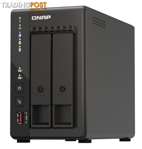 QNAP TS-253E-8G 2-Bay Desktop NAS Celeron J6412 4C 2.0GHz onboard 8GB RAM 2 x HDMI 1.4b 2x M.2 2280 PCIe slots 2x 2.5GbE 2x USB 3.2 Gen2 Type A - QNAP - 4711103082171 - TS-253E-8G