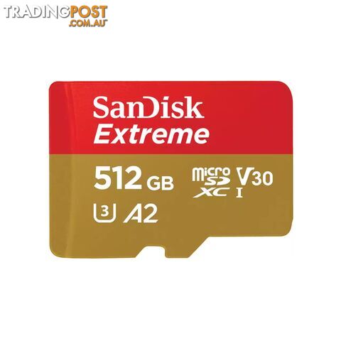 SanDisk SDSQXAV-512G-GN6MA 512GB Extreme microSDXC UHS-I Memory Card with Adapter - Sandisk - 619659189648 - SDSQXAV-512G-GN6MA