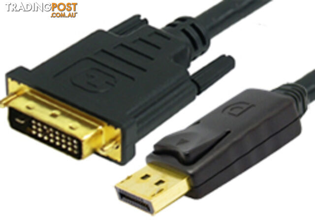 Comsol DP-DVI-MM-02 2M DisplayPort Male to Single Link DVI-D Male Cable - Comsol...