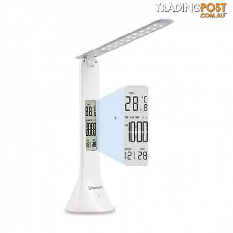 Simplecom EL610 LED Mini Desk Lamp Rechargeable with Digital Clock - Simplecom - 9350414001454 - EL610
