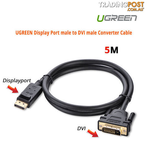 UGREEN ACBUGN10223 DP male to DVI male cable 5M - Ugreen - 6957303812233 -...