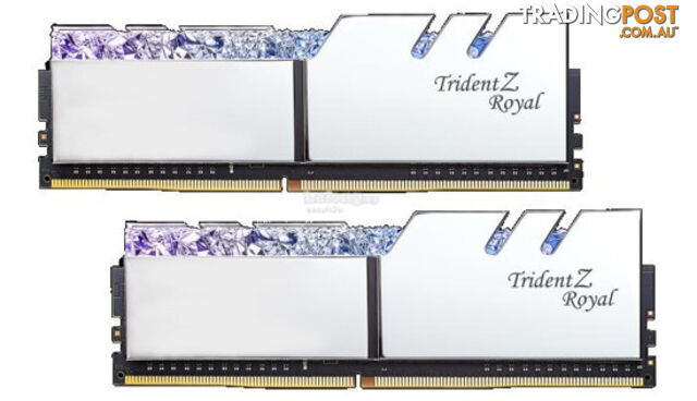 G.Skill 16GB (2X8G) 3200MHZ F4-3200C16D-16GTRS Trident Z Royal Series DDR4 RGB RAM Silver - G.Skill - 4713294221919 - F4-3200C16D-16GTRS