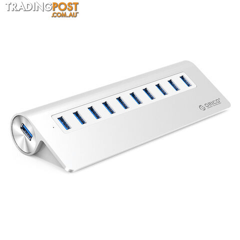 Orico M3H10-SV Silver Aluminium M3H10 10 Port USB3 Hub - Orico - 6954301139737 -...