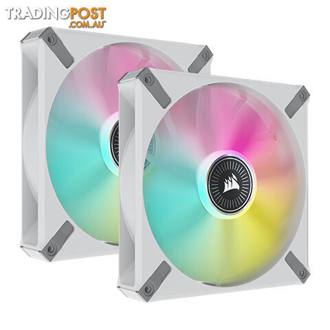 Corsair CO-9050119-WW ML140 RGB Elite 140mm Magnetic Levitation RGB Fan with AirGuide 2-Pack with Lighting Node CORE White Frame - Corsair - 840006640141 - CO-9050119-WW