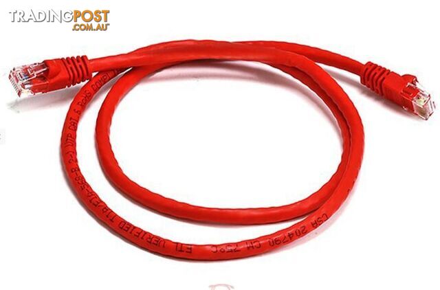 8ware PL6A-1RD Cat 6a UTP Ethernet Cable, Snagless - 1m Red - 8ware - 9341756016169 - PL6A-1RD