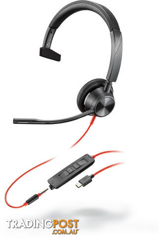 Plantronics 212703-01 Blackwire 3310-M, UC, Mono USB-A CORDED Headset - Poly - 017229168886 - 212703-01