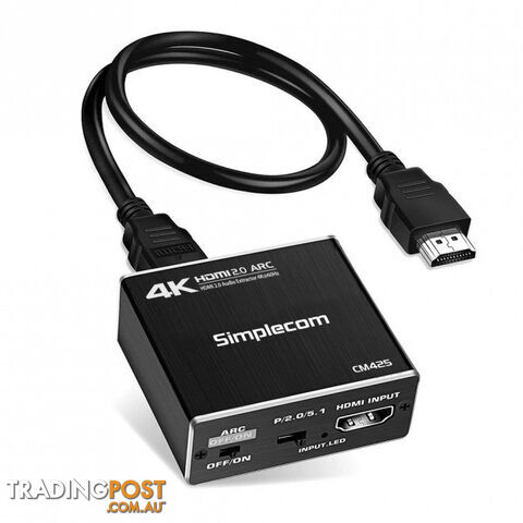 Simplecom CM425 HDMI 2.0 Audio Extractor Optical SPDIF + 3.5mm Stereo with ARC 4K@60Hz - Simplecom - 9350414002208 - CM425