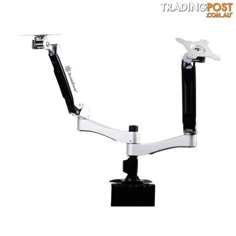 Silverstone SST-ARM22SC ARM DUO Dual LCD Interactive monitor mount up to 24", silver - Silverstone - 4710007220122 - SST-ARM22SC