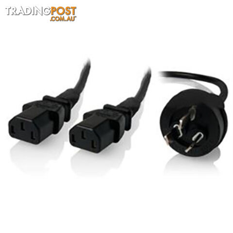 Alogic MF-AUS3P2C13-02 2m Splitter Power Cable - 1x 3pin Male to 2x IEC C13 - Alogic - 9318674716396 - MF-AUS3P2C13-02