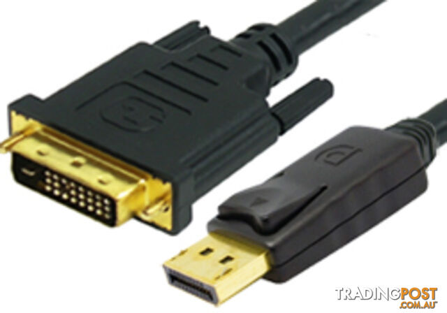 Comsol DP-DVI-MM-03 3M DisplayPort Male to Single Link DVI-D Male Cable - Comsol - 9332902007384 - DP-DVI-MM-03
