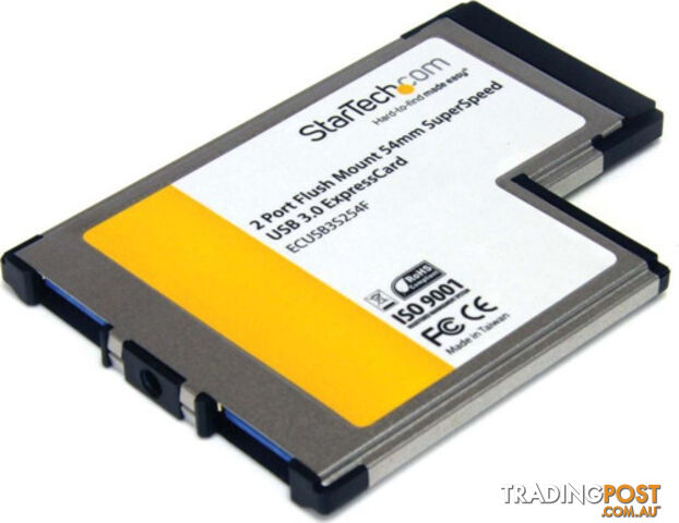 StarTech ECUSB3S254F Flush Mount ExpressCard 54mm USB 3 Card - StarTech - 065030843577 - ECUSB3S254F