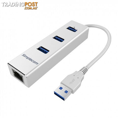 Simplecom CHN410 Alunimium 3 Port USB 3.0 Hub with Gigabit Ethernet Adapter...