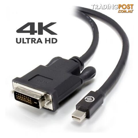 ALOGIC MDP-DV4K-02-ACTV ACTIVE 2m Mini DisplayPort to DVI-D Cable Male to Male -...