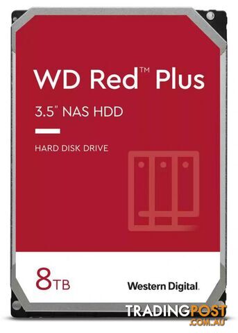 WD WD80EFZZ Red Plus 8TB 3.5" 5640RPM SATA NAS HDD 128MB Cache - WD - 718037896755 - WD80EFZZ
