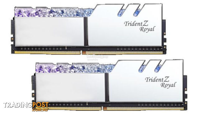 G.Skill 16GB (2X8G) 3600MHZ F4-3600C18D-16GTRS Trident Z Royal Series DDR4 RGB RAM Silver - G.Skill - 4713294222718 - F4-3600C18D-16GTRS