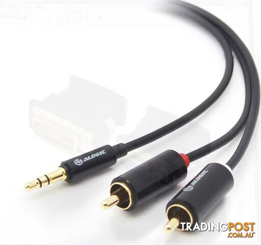 Alogic AD-SPL-05 3.5mm to 2x RCA Stereo Cable Male to Male 5m - Alogic - 9319398547129 - AD-SPL-05