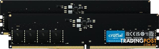 Crucial CT2K16G48C40U5 32GB (2x16GB) DDR5 UDIMM 4800MHz CL40 Desktop PC Memory - Crucial - 649528905628 - CT2K16G48C40U5