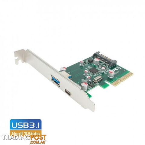Simplecom EC312 PCI-E 2.0 x4 2-Port USB 3.1 Type-C and Type-A Expansion Card - Simplecom - 9350414001065 - EC312