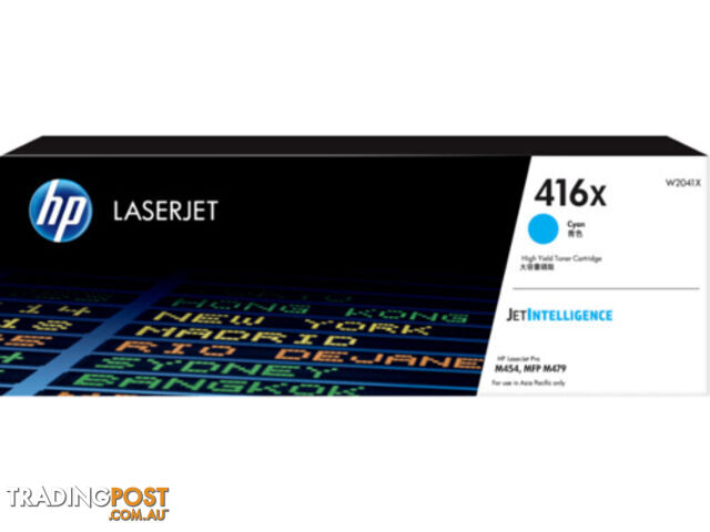 HP 416X Cyan Laserjet Toner Cartridge W2041X 6000 Pages - HP - 192018046474 - W2041X
