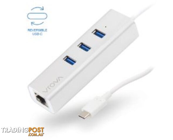 Alogic VPLUC3AGE VROVA PLUS USB-C to Gigabit Ethernet & 3 Port USB Hub - Alogic - 9350784009623 - VPLUC3AGE