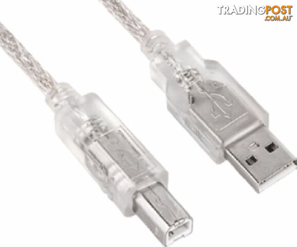 Astrotek AT-USB-AB-3M USB 2.0 Cable, Type A to Type B Male to Male Transparent - Sunix - 9320200600734 - AT-USB-AB-3M