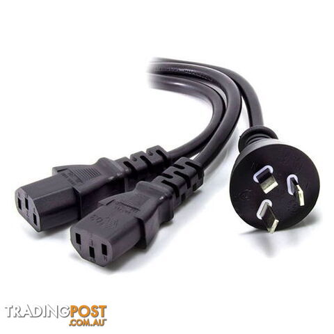 ALOGIC MF-AUS3P2C13-04 4m Aus 3 Mains Wall to 2 X IEC C13 Y Splitter Cable (2.5m + 2 * 1.5m) - Male to 2 X Female Cable - Alogic - 9350784013156 - MF-AUS3P2C13-04