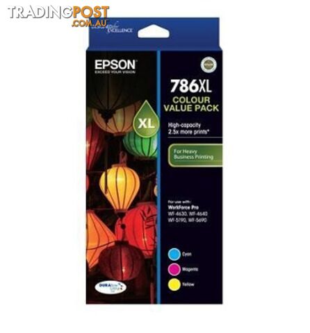 Epson C13T787592 786XL High Capacity DURABrite Ultra 3 Ink Value Pack - Epson - 9314020616686 - C13T787592