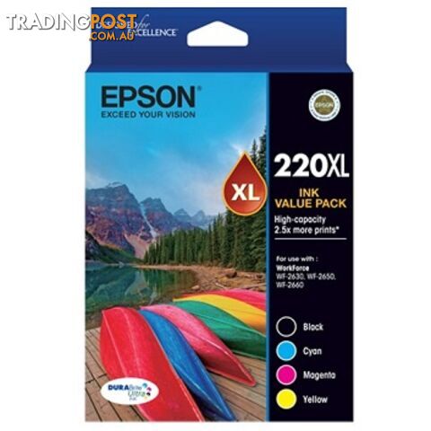Epson C13T294692 T294692 220XL Capacity Four Colour Value Pack (Black| Cyan| Magenta and Yellow) - Epson - 9314020617539 - C13T294692