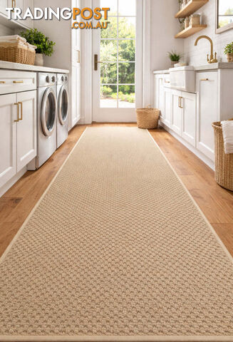 Phoenix Beige Hall Runner 67cm Wide Non Slip Backing 16M - TANGO - BYRON BAY