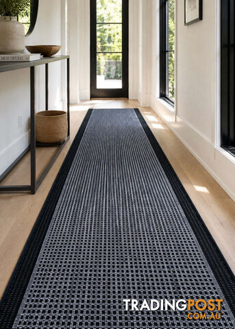 Chino Silver Black 2822 Hall Runner Non-Slip 80cm Wide 2M - Chino Silver Black...