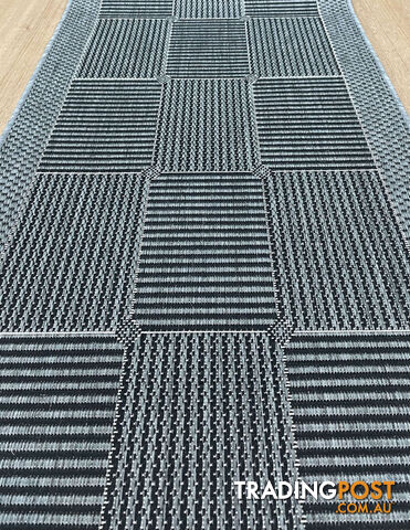 Suva Squares Black Grey 22 212 Hallway Runner Non Slip 7.5M - Suva Black Grey...