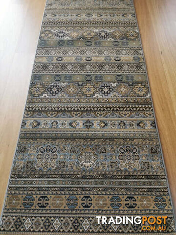 Afghan Wedgwood Blue Hallway Runner 80CM Wide 12M  - Afghan 135 Wedgwood Blue