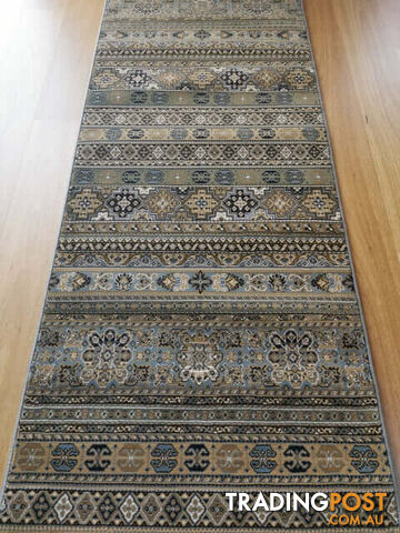 Afghan Wedgwood Blue Hallway Runner 80CM Wide 7.5M  - Afghan 135 Wedgwood Blue