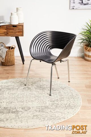 Evoke Dream White Silver Transitional Round Rug 240X240CM -...