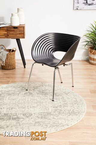 Evoke Dream White Silver Transitional Round Rug 200X200CM -...
